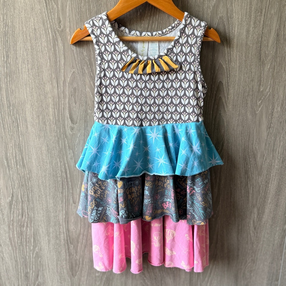 Matilda Jane Paint by Numbers Dress Girls 4 Multicolor Tiered Ruffle Whimsical